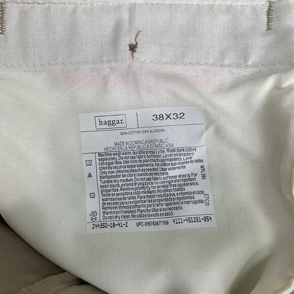 Haggar Pants Mens 38 Classic Fit Pleated Belted Straight Flat Front Non Iron New - Picture 8 of 12